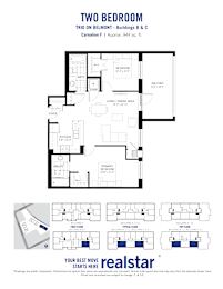 A floor plan for a two bedroom apartment is shown.