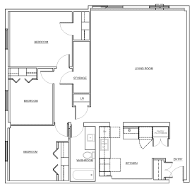 Floor Plan  Wellington Park Towers in St. Thomas, ON 3 bedroom 1 bathroom suite layout