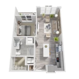 a floor plan of a 1 bedroom with a bathroom and a living room