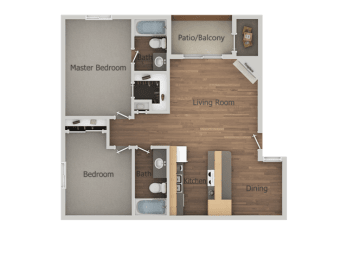 2 bedroom 2 bath Floor Plan at Glen Oaks Apartments, Glendale, 85301