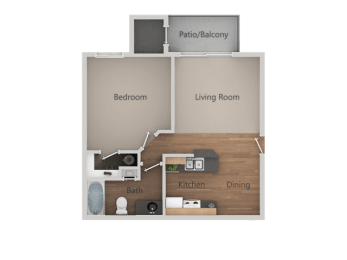 One bedroom One bathroom Floor Plan at Cimarron Place Apartments, Tucson, AZ, 85712