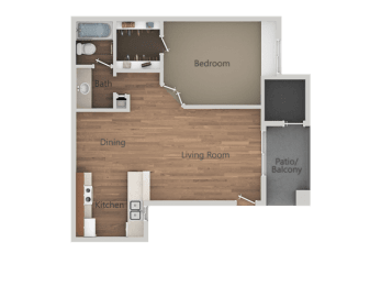 1 Bedroom 1 Bathroom Floor Plan at Rio Seco Apartments, Arizona