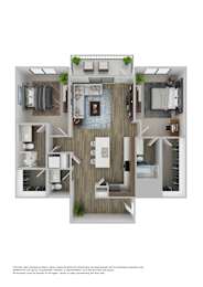 A floor plan of a house with a kitchen, living room, dining room, and bathrooms.