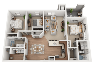 3 bedroom 2 bath Floor Plan at Foothill Lofts Apartments & Townhomes, Logan