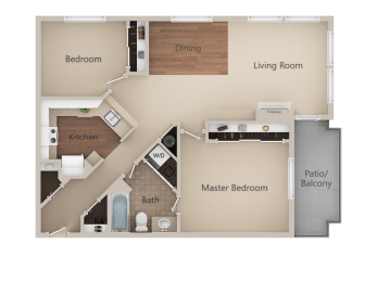 2X1 Floor Plan at Metropolitan Place Apartments, Renton, 98057