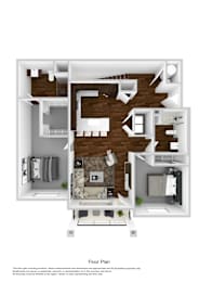 2X2 C Floorplan at Orchard Park Apartments, Idaho Falls