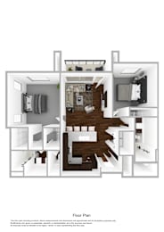 2X2 B Floorplan at Orchard Park Apartments, Idaho Falls, 83404