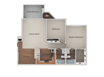 2 bedroom 2 bath Floor Plan at Canyon Club Apartments, Oceanside, CA