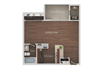 Studio_B Floor Plan at Eucalyptus Grove Apartments, California, 91910
