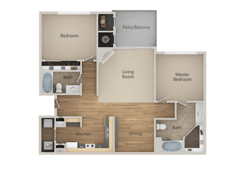 B1 2Bed_2Bath at Echo Ridge Apartments, Castle Rock, Colorado