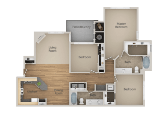 C1 3Bed_2Bath at Echo Ridge Apartments, Colorado