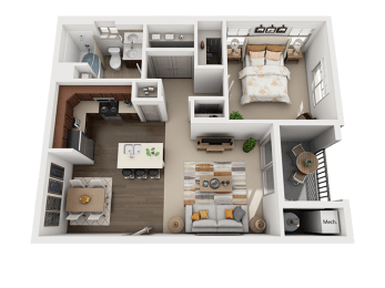 1 Bedroom 1 Bathroom Floor Plan at Four Seasons Apartments & Townhomes, North Logan
