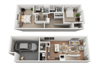 2 Bed 2 Bath Floor Plan at Four Seasons Apartments & Townhomes, North Logan