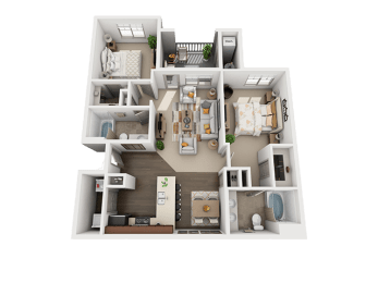 2 Bedroom 2 Bathroom Floor Plan at Four Seasons Apartments & Townhomes, Utah, 84341