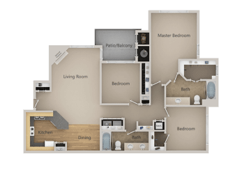 C1 3Bed_2Bath at Indigo Creek Apartments, Thornton, Colorado
