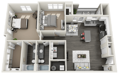 2 Bedroom 2 Bathroom Floor Plan at Rivulet Apartments, Utah, 84003