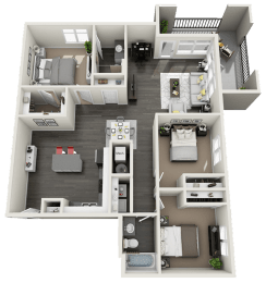 3 bedroom 2 bath Floor Plan at Rivulet Apartments, American Fork, 84003
