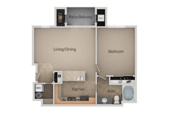 1 Bed 1 Bath Floor Plan at San Moritz Apartments, Utah, 84047