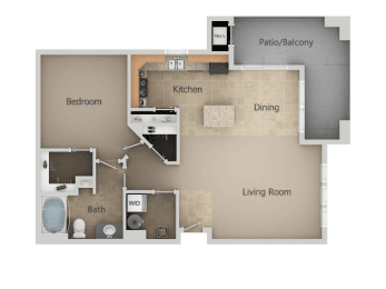 1 Bedroom 1 Bathroom Floor Plan at San Moritz Apartments, Midvale, 84047