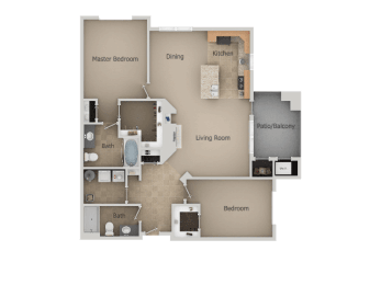 Two Bed Two Bath Floor Plan at San Moritz Apartments, Utah