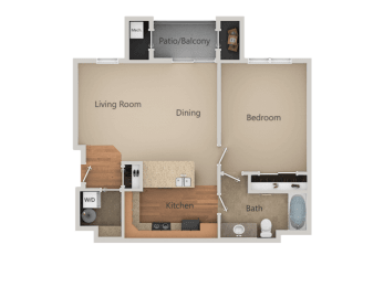 1Bed_1Bath A at San Tropez Apartments & Townhomes, Utah