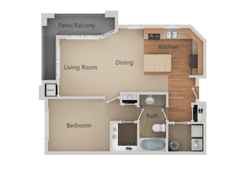 1Bed_1Bath B at San Tropez Apartments & Townhomes, Utah, 84095