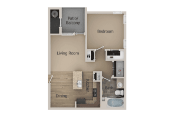 1 Bed 1 Bath Floor Plan at Talavera at the Junction Apartments & Townhomes, Utah