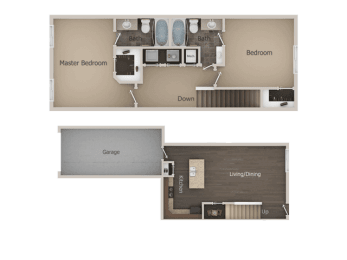 2 bedroom 2 bath Floor Plan at Talavera at the Junction Apartments & Townhomes, Midvale, UT