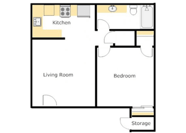 1 Bed 1 Bath Floor Plan at Village Grove Apartments, Escondido