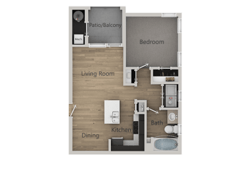 1 Bed 1 Bath Floor Plan at Reserve at View 78 Apartments, Midvale, Utah