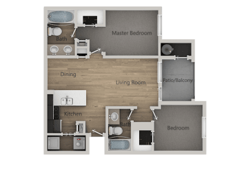 2 Bed 2 Bath Floor Plan at Reserve at View 78 Apartments, Midvale