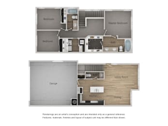 Parc on 5th 3X2.5 Townhome Floorplan
