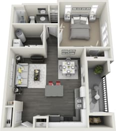 1x1C Floor Plan at Rivulet Apartments, American Fork, 84003