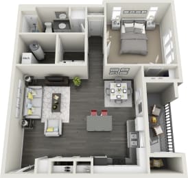 1x1D Floor Plan at Rivulet Apartments, American Fork, Utah