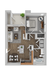1 bed 1 bath Floorplan at The Foundry Apartments & Townhomes, Billings, Utah