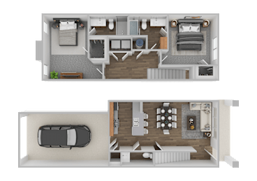 2 bed 2.5 bath Floorplan at The Foundry Apartments & Townhomes, Utah, 84601