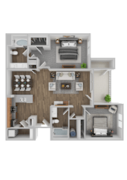 2 bed 2 bath Floorplan at The Foundry Apartments & Townhomes, Billings