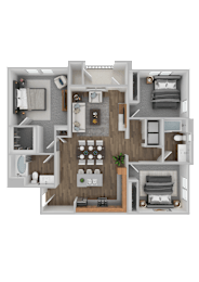 3 bed 2 bath Floorplan at The Foundry Apartments & Townhomes, Utah