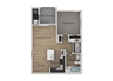 One Bedroom, One Bathroom Floor Plan at Sage Apartments and Townhomes, Utah