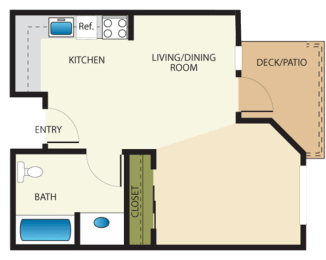 Studio Floor Plan at Tuscany Villas Senior Apartments, Midvale
