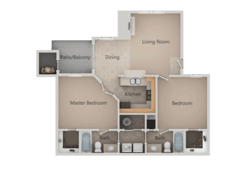 2 bedroom 2 bath Floor Plan at Promontory Point Apartments, Utah