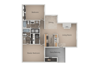 2 Bedroom 2 Bathroom Floor Plan at Promontory Point Apartments, Utah, 84094