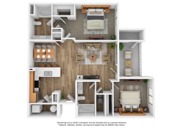 2X2 Floorplan Layout at The Veridian
