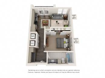 a floor plan is shown with a bedroom and a living room