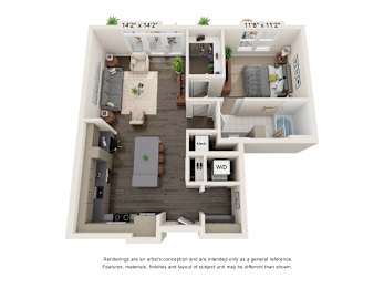 a 3 bedroom floor plan with a bathroom and a living room