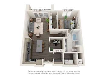 a floor plan is shown with a bedroom and a living room