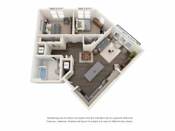 a234 floor plan  1 bedroom  1199 square feet  the villa