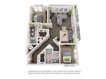 a 1 bedroom floor plan  550 sq ft