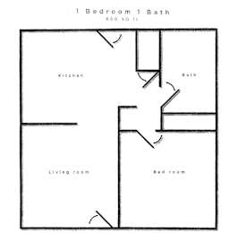  Floor Plan 1 Bedroom 1 Bath