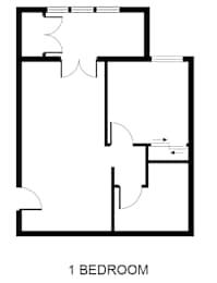 a floor plan of a house with a bedroom and a living room